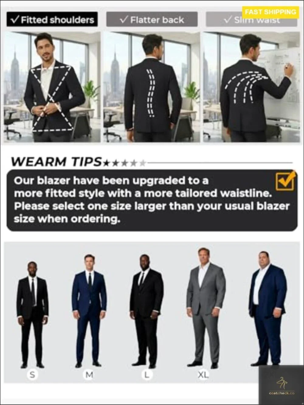 Classic Notch Lapel Sport Coat Lightweight Regular Fit One Button Blazer